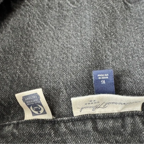 Universal Thread Denim Jumpsuit Sz 16 Black Barrel Leg Zip Up Long Sleeve - Picture 7 of 16